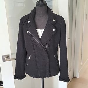 BELLE VERE for Anthropologie  Raw Edge Black Cotton Moto Jacket